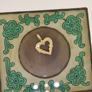 14k Heart Pendant Black Hills Gold Flower Pendant - Charm for Bracelet