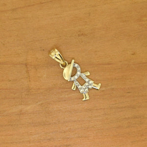 10k Little Boy Charm Vintage Yellow Gold Diamond Cut Pendant