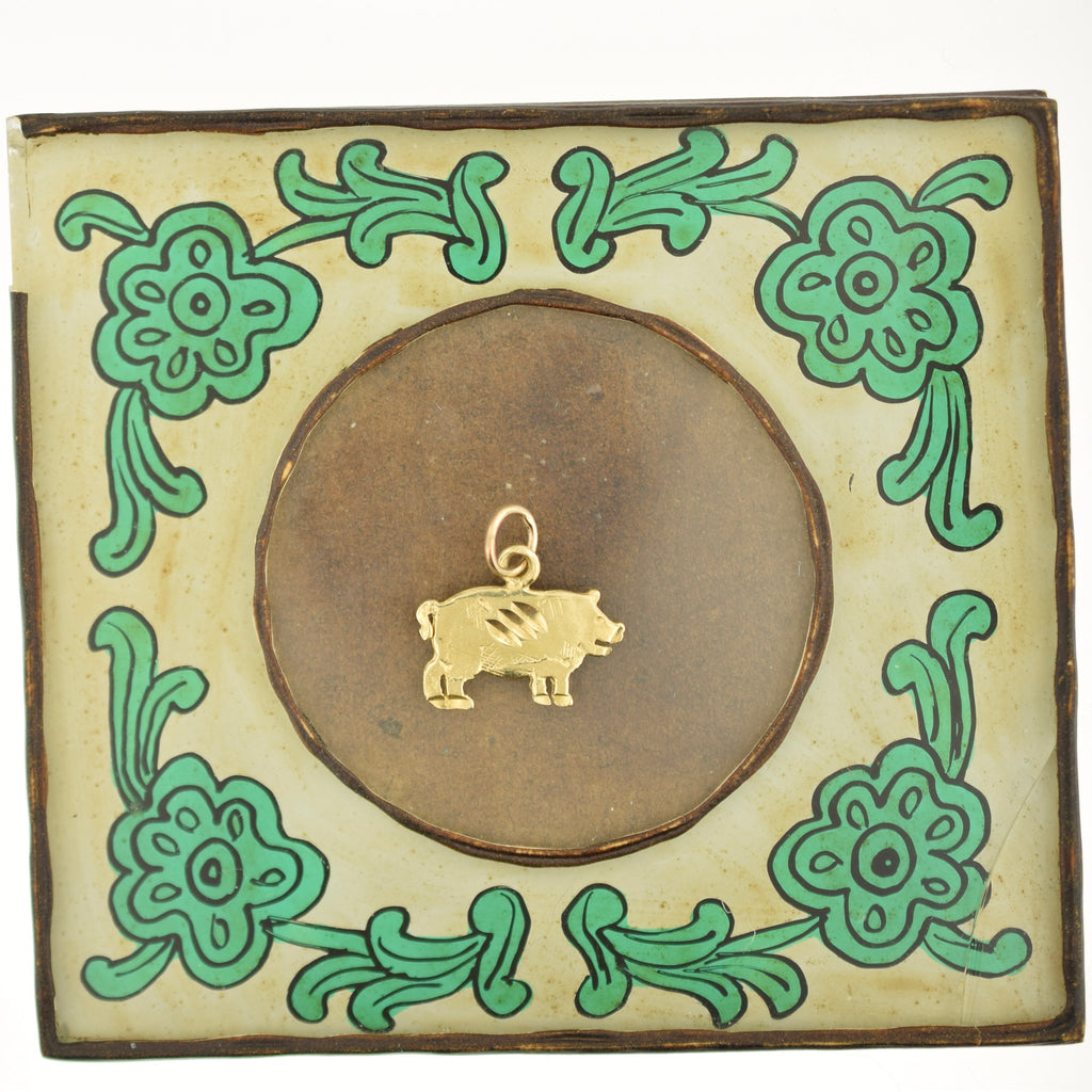 10k Yellow Gold Pig Charm or Pendant Pot Bellied Pig