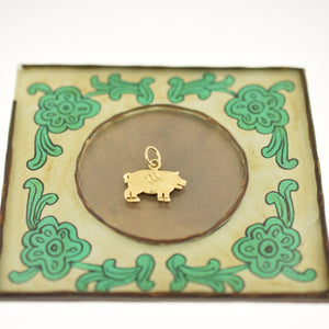 10k Yellow Gold Pig Charm or Pendant Pot Bellied Pig