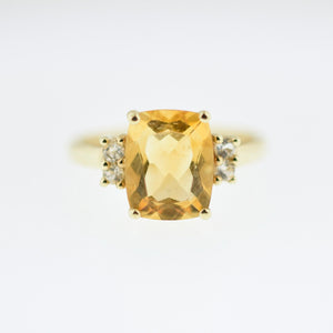 Vintage 10k Citrine Yellow Gold Ring Size 7.25 - Nice Size Statement Ring