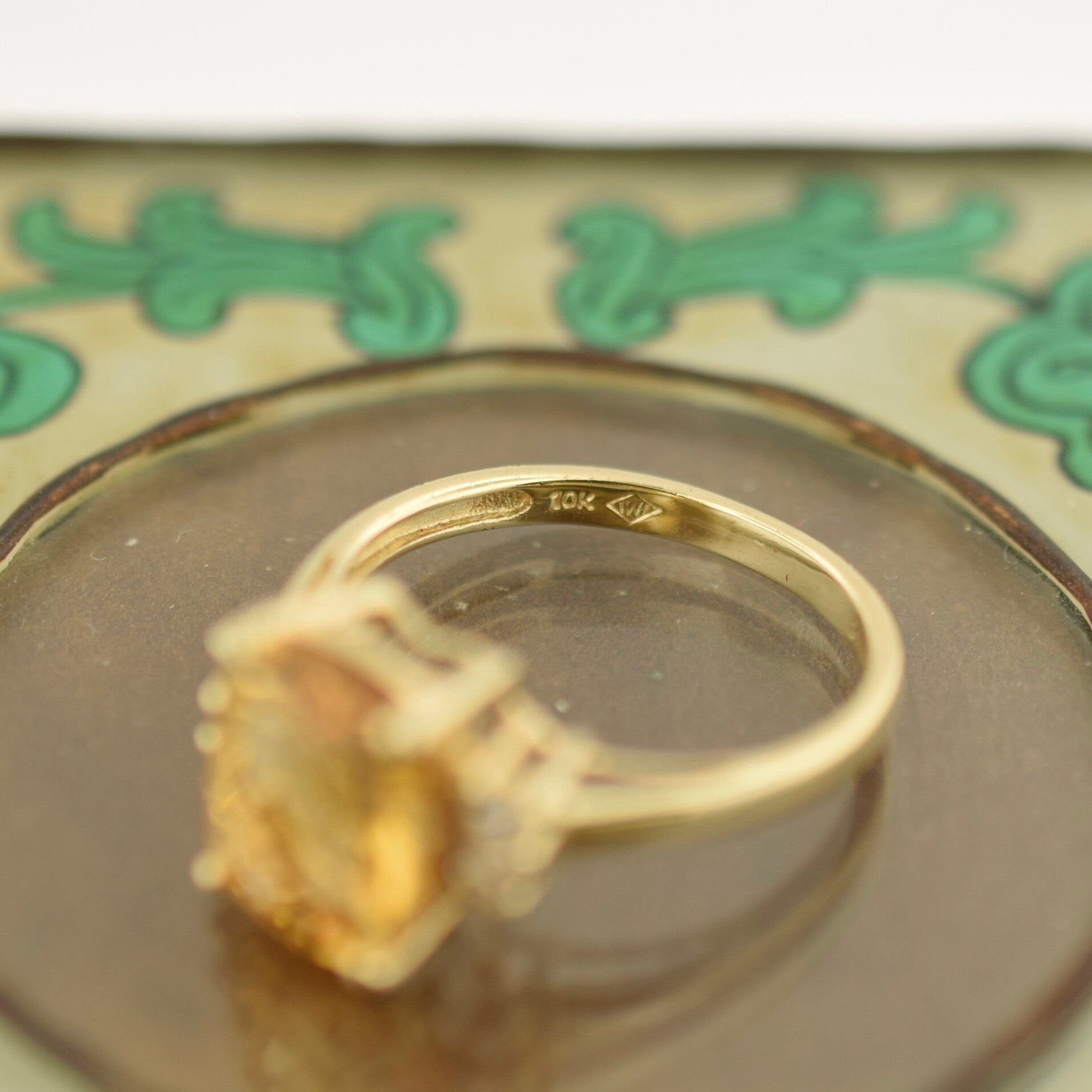 Vintage 10k Citrine Yellow Gold Ring Size 7.25 - Nice Size Statement Ring