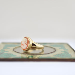 Vintage 14k Cameo Ring - Signet Ring Style - Heavy Estate Find