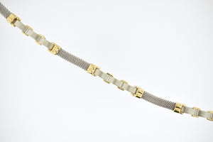 14k Yellow & White Gold Mesh Bracelet - Made in Italy - Brushed Links 7.25"